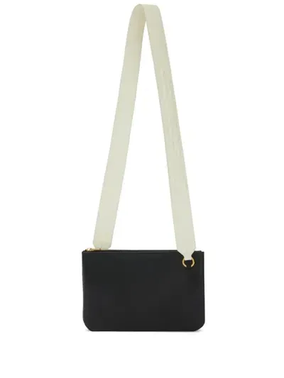 Jil Sander Link Lg Logo-strap Leather Crossbody Bag In Black