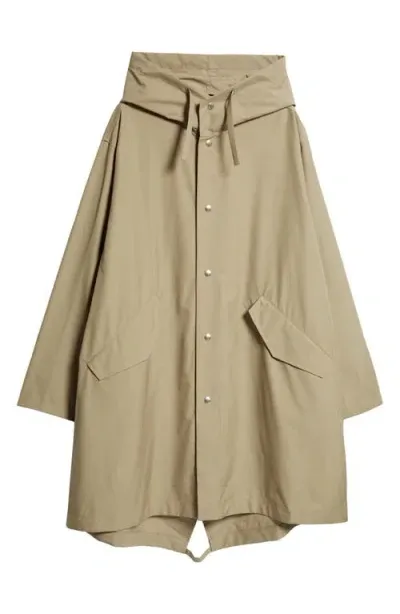 Jil Sander Logo Cotton Poplin Parka In Slate Green