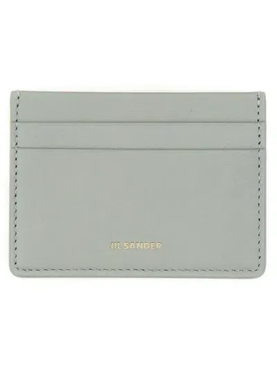 Jil Sander Logo Embossed Card Holder In Green