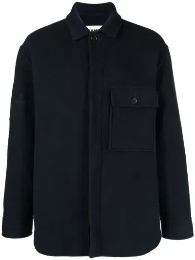 Jil Sander Logo-embroidered Shirt Jacket In Blue