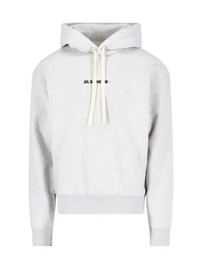 Jil Sander Logo Hoodie In Grey