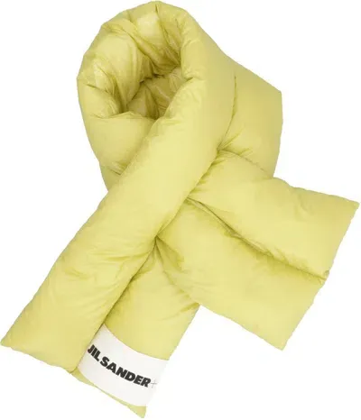 Jil Sander Logo Patch Quilted Scarf In Green