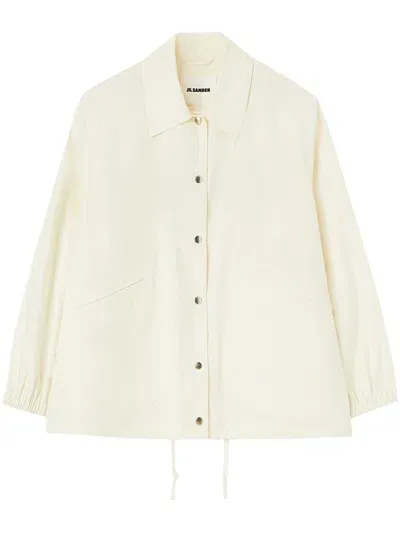 Jil Sander Logo-print Cotton Shirt Jacket In White