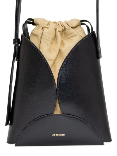 Jil Sander Logo Shoulder Bag In Black