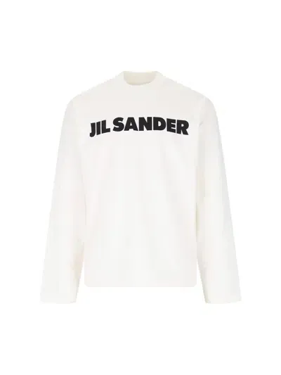 Jil Sander Men's Logo Long-sleeve T-shirt In Porcelain