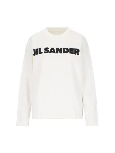 Jil Sander Logo T-shirt In Bianco