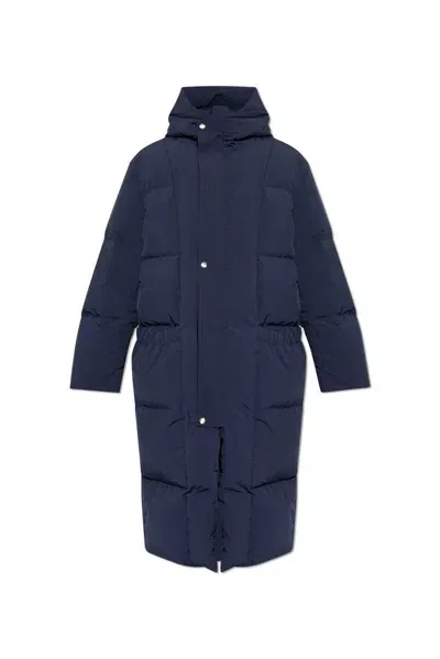 Jil Sander Long Down Jacket In Navy