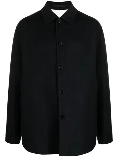 Jil Sander Long-sleeve Cashmere Shirt Jacket In Blue