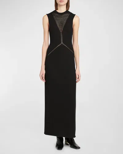 Jil Sander Loop Lace Wool Maxi Dress In Black