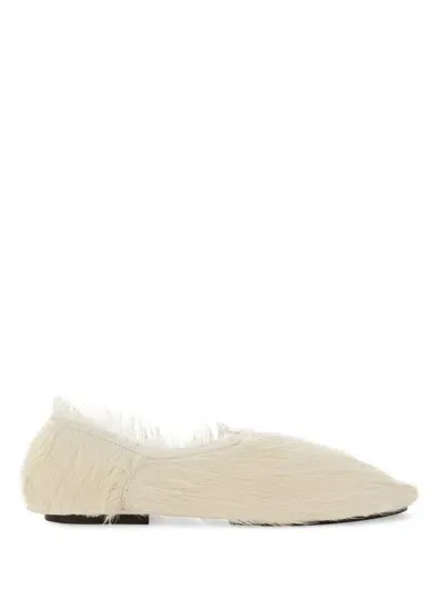 Jil Sander Low Leather Slippers In Beige