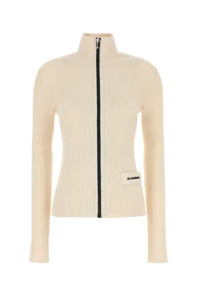 Jil Sander Ls Hn Zip Up Cardigan-30t Nd  Female In Beige