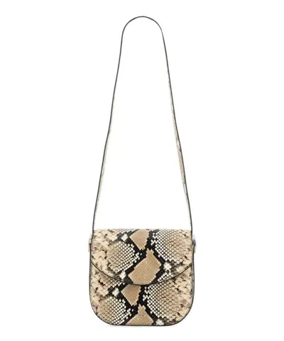 Jil Sander Python Leather Coin Shoulder Bag With Textured Finish In Beige