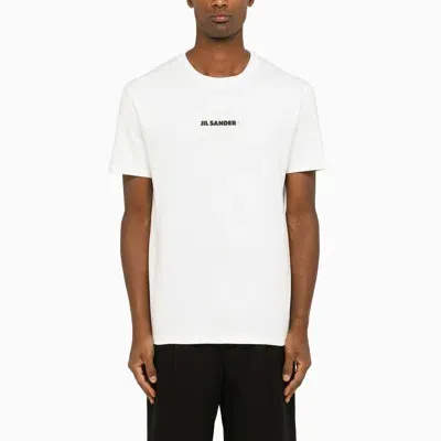 Jil Sander Men's Porcelain Cotton T-shirt With Logo In White