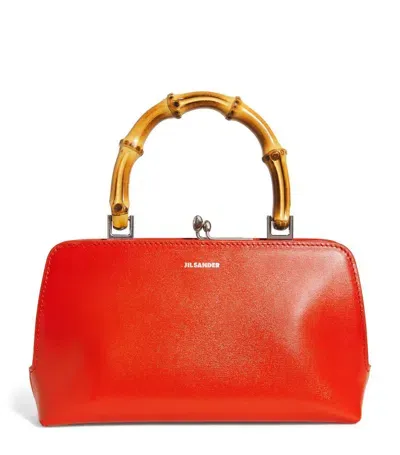 Jil Sander Mini Goji Bamboo Palmellato Leather Bag In Poppy Red