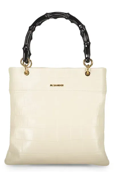 Jil Sander Mini Leather Tote Bag In Ecru