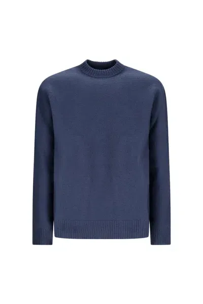 Jil Sander Mock Neck Knitted Jumper In Blue