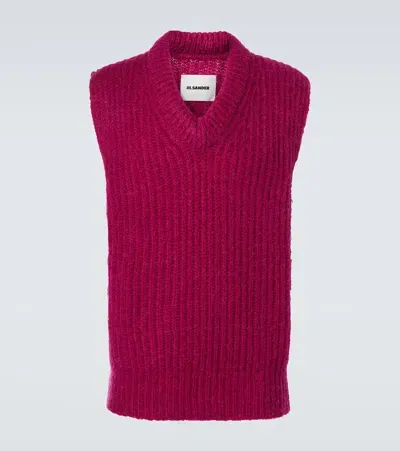 Jil Sander Mohair And Wool Sweater Vest In Burgundy