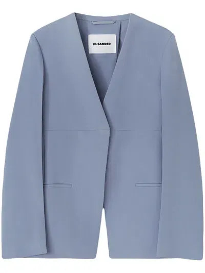 Jil Sander Open-back Wool Blazer In Blue