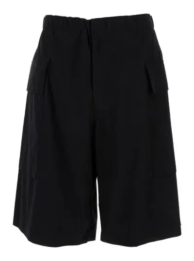 Jil Sander Organic Cotton Shorts In Black