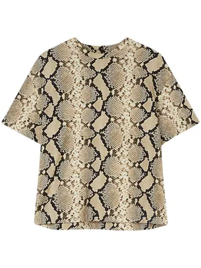 Jil Sander Snakeskin-print Cotton T-shirt In Beige