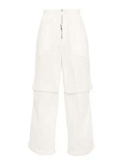 Jil Sander Layered Open-knit Trousers In White