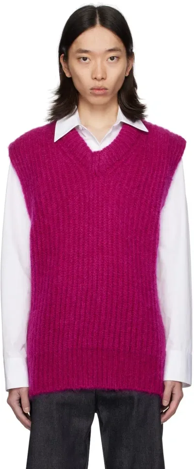 Jil Sander Pink V-neck Vest In 651 Bouganville