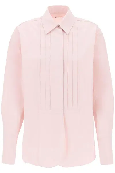 Jil Sander Pleated Bib Shirt With In Multicolor