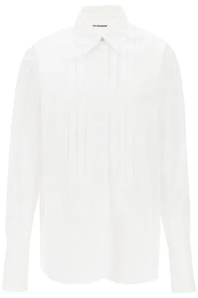 Jil Sander Pleated Bib Shirt With In Multicolor