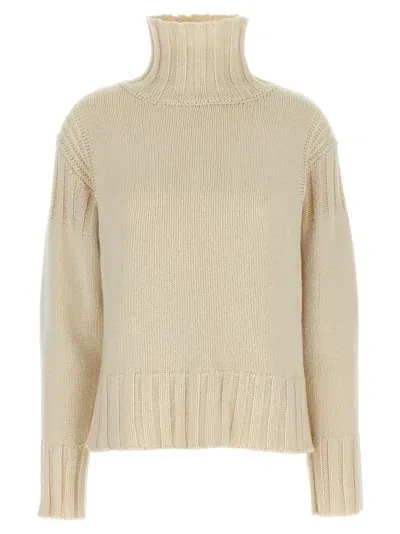 Jil Sander Ribbed Detail Sweater In White