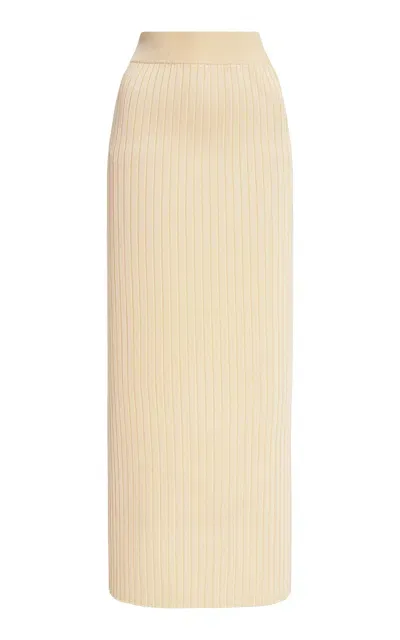 Jil Sander Ribbed-knit Midi Skirt In Neutral