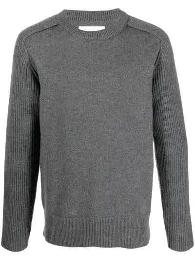 Jil Sander Ribbed Knit-sleeve Jumper In 灰色