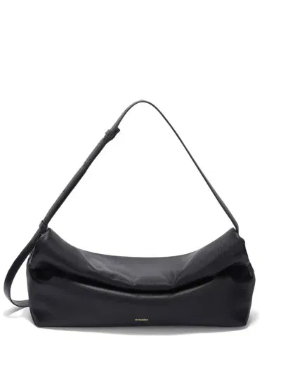 Jil Sander Rollup Medium Bag In Calf Leather In Black