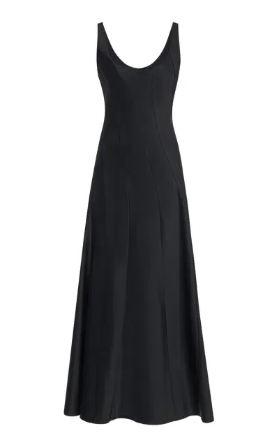 Jil Sander Scoop Neck Satin Maxi Dress In Black