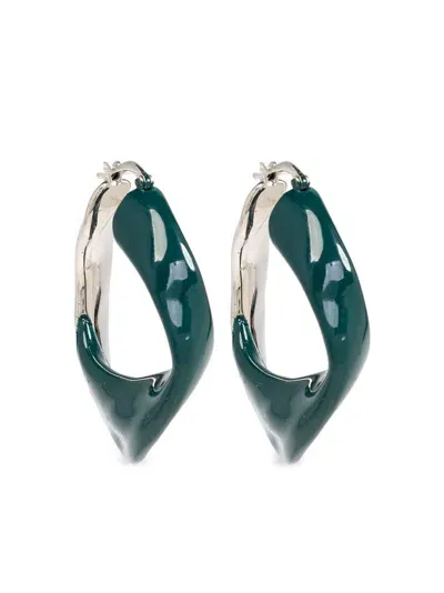 Jil Sander Sculpted Hoop Earings In Silver