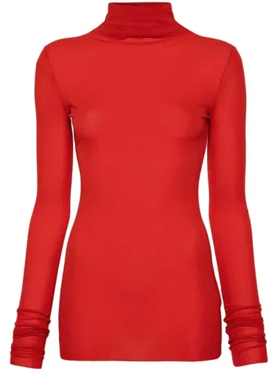 Jil Sander Silk T-shirt In Red