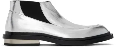 Jil Sander Silver Ankle Chelsea Boots In 056 Sky Grey