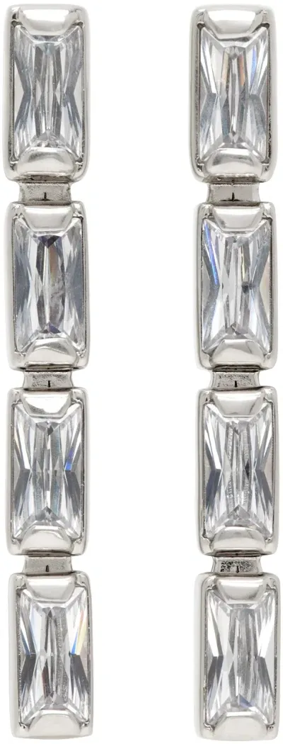 Jil Sander Silver Crystal Earrings In 043 Silver