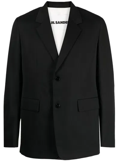 Jil Sander Single-breasted Wool Blazer In Black