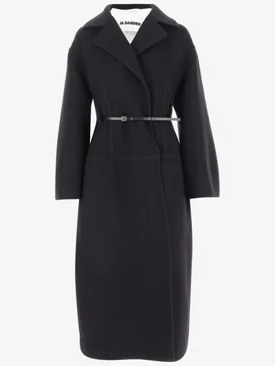 Jil Sander Single-breasted Wool Coat In Black