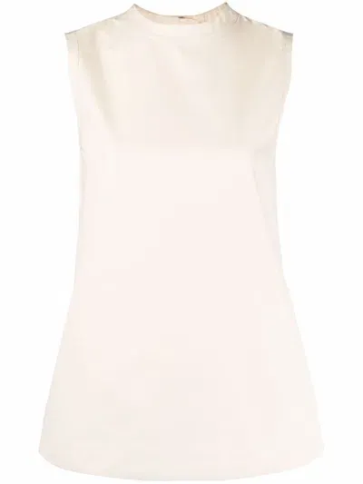 Jil Sander Sleeveless Cotton Top In Neutrals