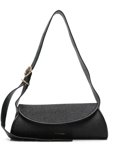 Jil Sander Small Cannolo Shoulder Bag In Black