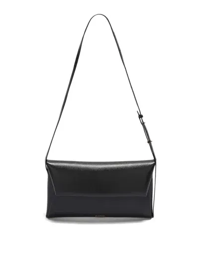 Jil Sander Small Folded Leather Shoulder Bag In Negro