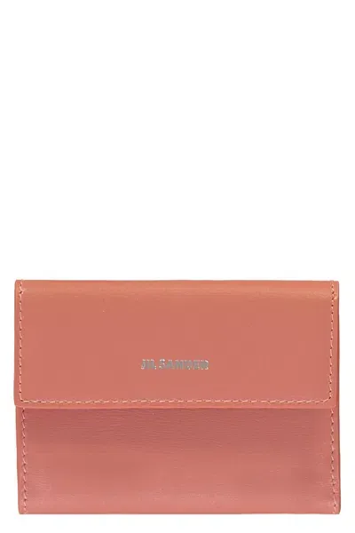 Jil Sander Small Leather Flap-over Wallet In Pink