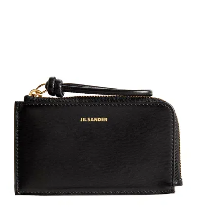 Jil Sander Small Leather Giro Wallet In Black