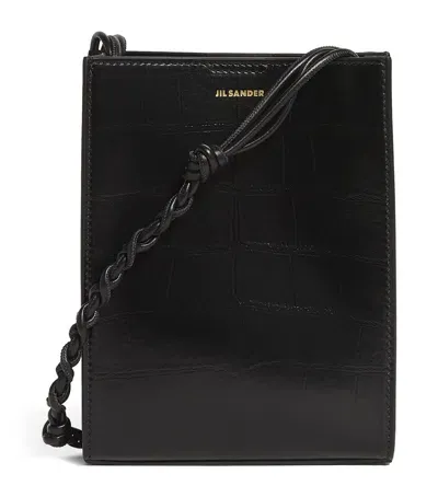 Jil Sander Tangle Small Leather Shoulder Bag In Black