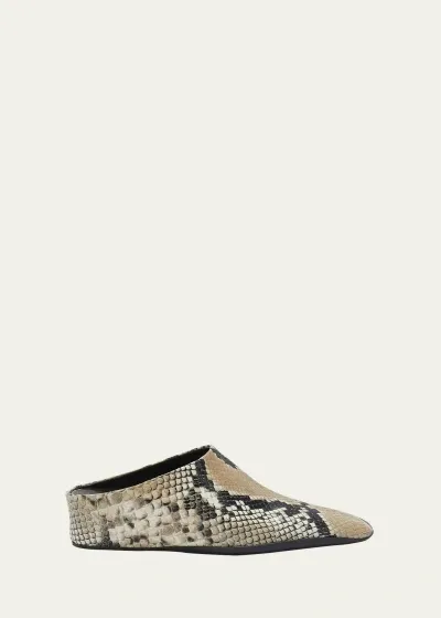 Jil Sander Snake-embossed Wedge Mules In Hazelnut