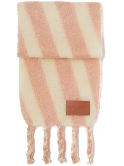 Jil Sander Striped Brushed Scarf In Pink