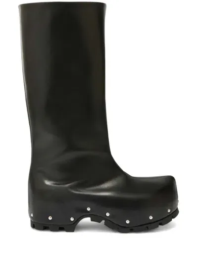 Jil Sander Studded Leather Knee-high Boots In Black