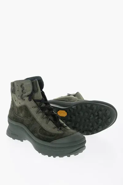 Jil Sander Suede Leather High-top Sneakers With Vibram Soles In Grey