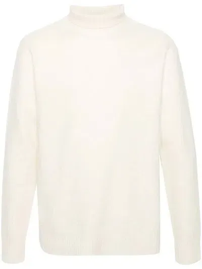 Jil Sander Roll-neck Boiled Wool Jumper In White